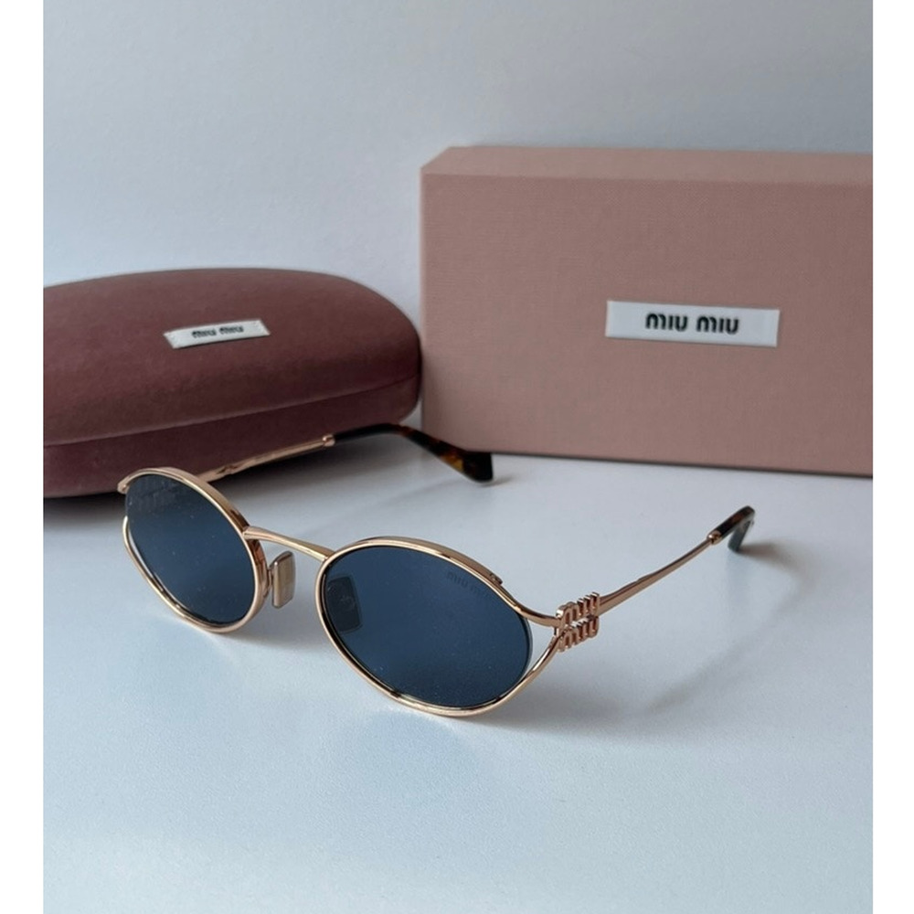 NEW Miu Miu MU52YS Rose Gold Blue Metal Sunglasses - Picture 2 of 8